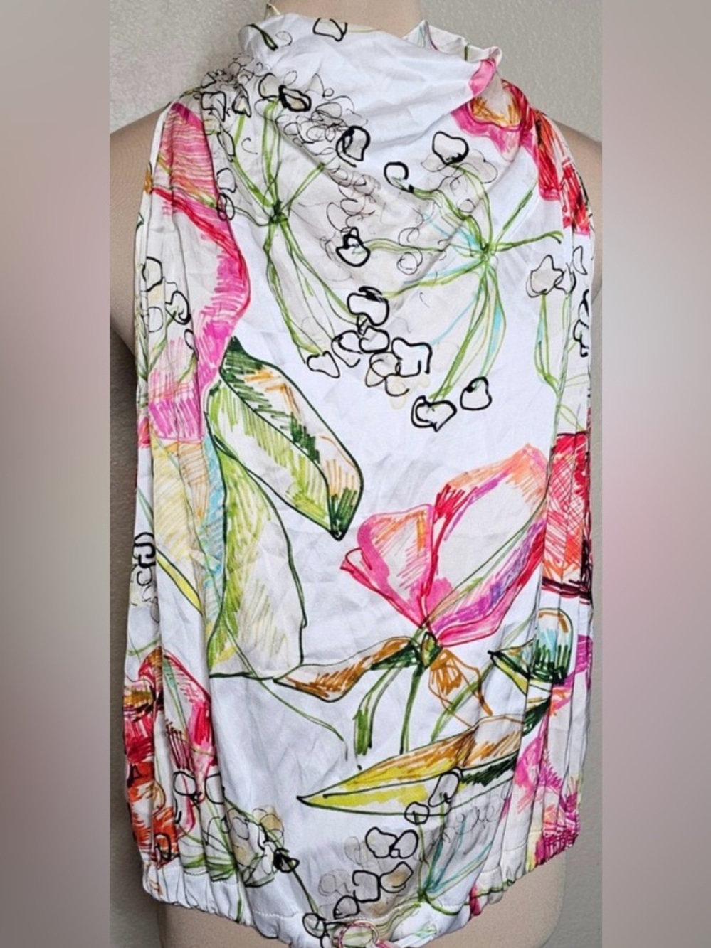 lola & sophie New York Sleeveless Cowl Neck Graffiti Floral Print Top Size M